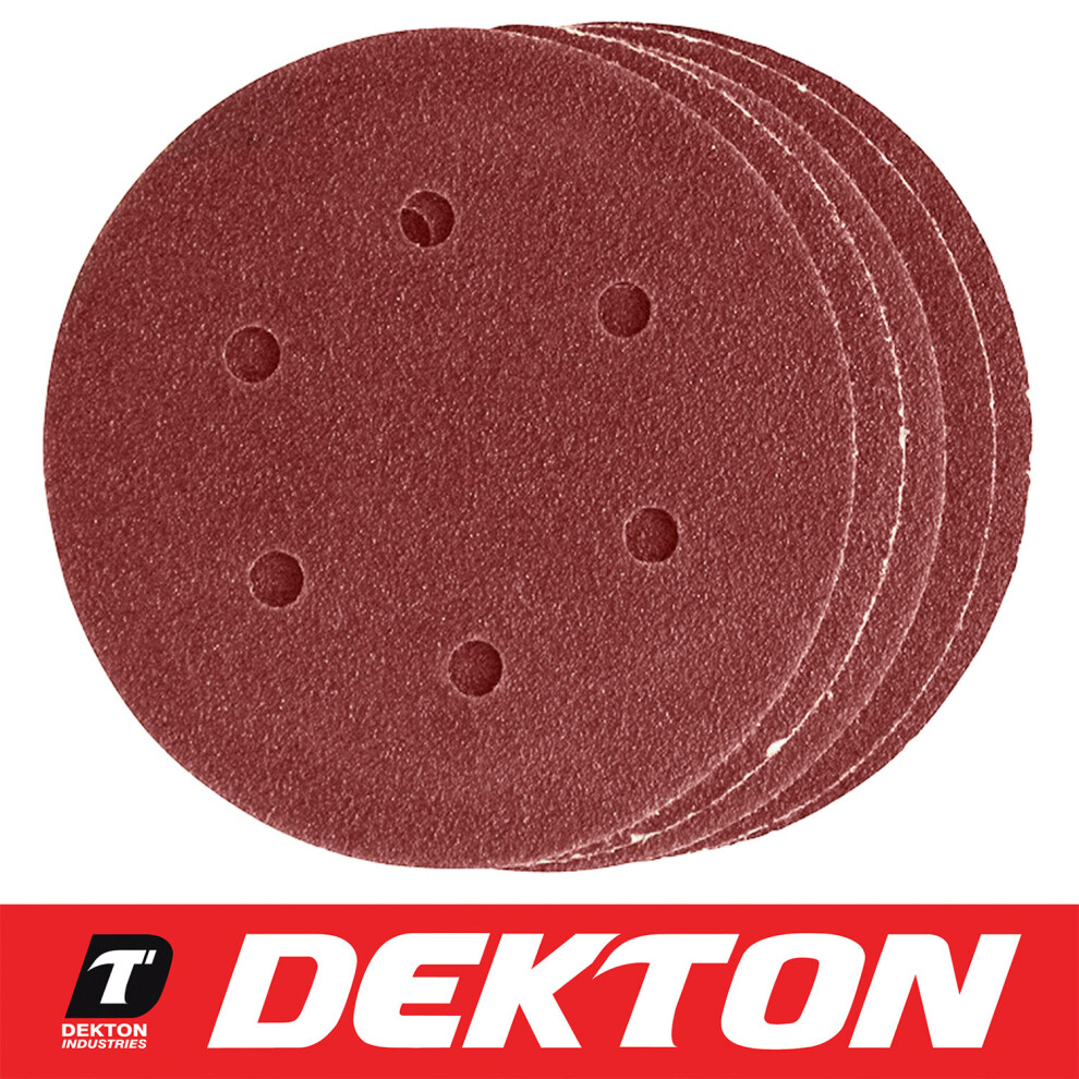 Dekton 5Pc Hook And Loop Orbital Sanding Discs 150Mm/ Medium - 80 Grit 5055441431628