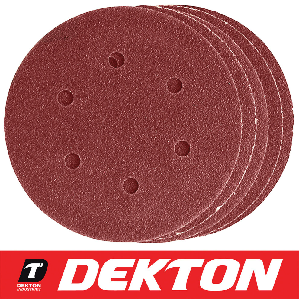 Dekton 5pc Hook And Loop Orbital Sanding Discs 150mm/Coarse - 60 Grit