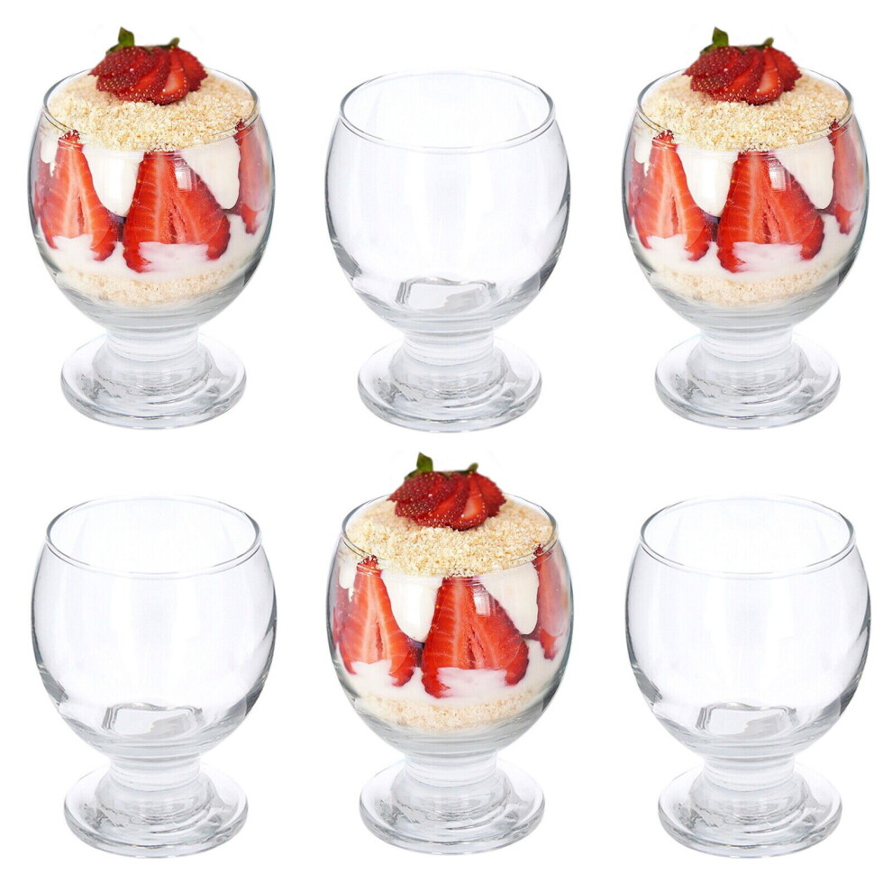 Glass Dessert Bowls Sundae Ice Cream Set of 6 Cocktail Goblet Dish Cup