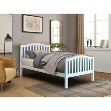 (Single, White) 3ft 4ft6 5ft Solid Wooden Curved Bed Frame in Grey or White