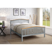 (Double, Grey) 3ft 4ft6 5ft Solid Wooden Curved Bed Frame in Grey or White