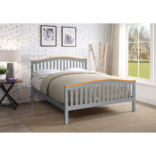 Comfy Living (Double, Grey) 3ft 4ft6 5ft Solid Wooden Curved Bed Frame in Grey or White