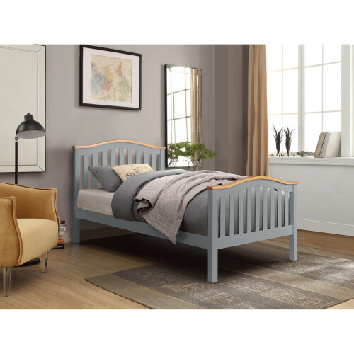 Comfy Living (Single, Grey) 3ft 4ft6 5ft Solid Wooden Curved Bed Frame in Grey or White