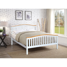 (King , White) 3ft 4ft6 5ft Solid Wooden Curved Bed Frame in Grey or White