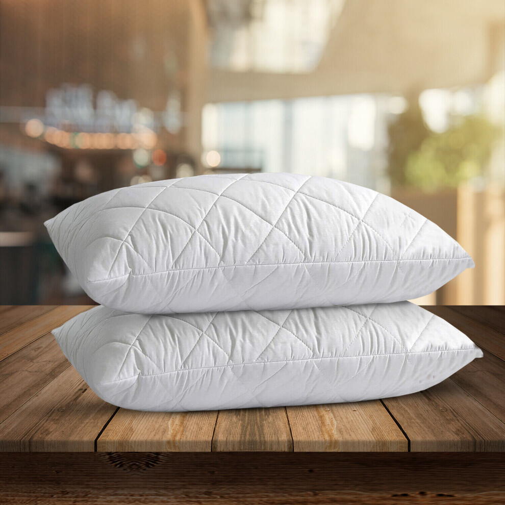 Yorkshire Bedding (Quilted Pillow 2 Pc) Dream Sleep Premier Hotel Quality Pillows Anti Allergy Jumbo Super Bounce Back Pillows Ultra Loft Luxury Extra Filled Pillow- 2