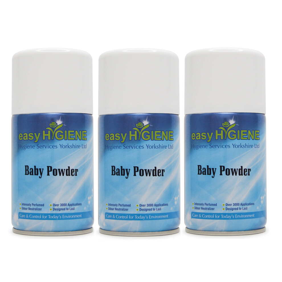 3 BABY POWDER Automatic Air Freshener Dispenser Refill 270ml Cans