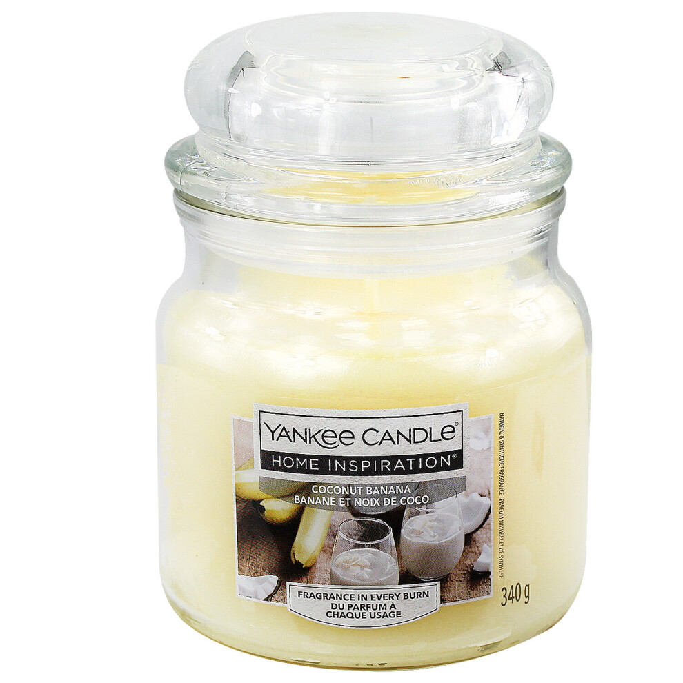 Yankee Candle 340g Coconut Banana Toffee Cookie Scent Glass Jar 60 Hour Wax Burn