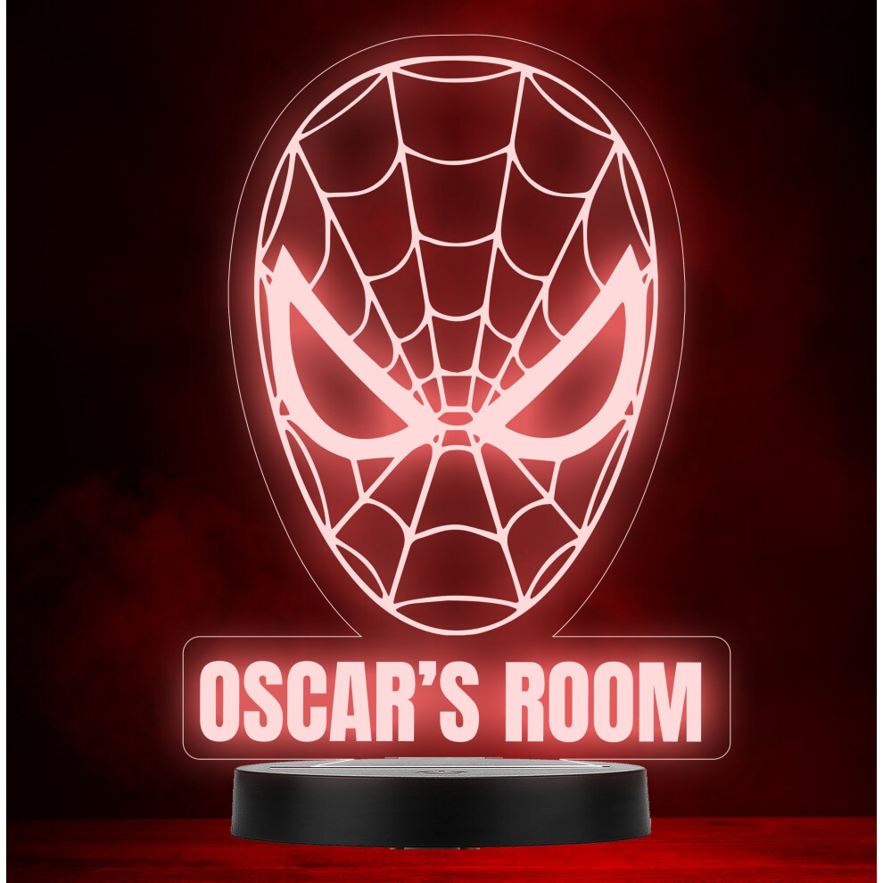 Kids Spiderman Face Personalised Gift Colour Changing Led Lamp Night Light