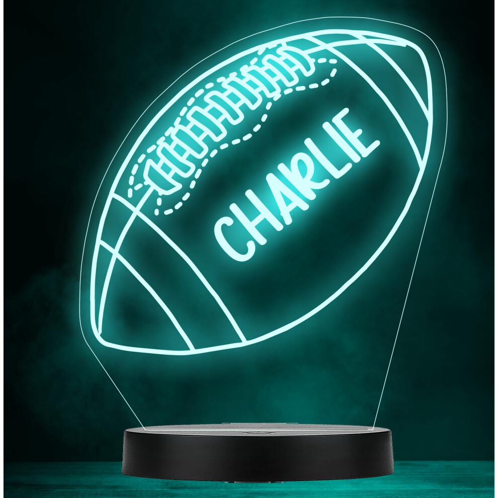 Rugby Ball Boy Sport Hobby Game Personalised Gift Colour Change Lamp Night Light