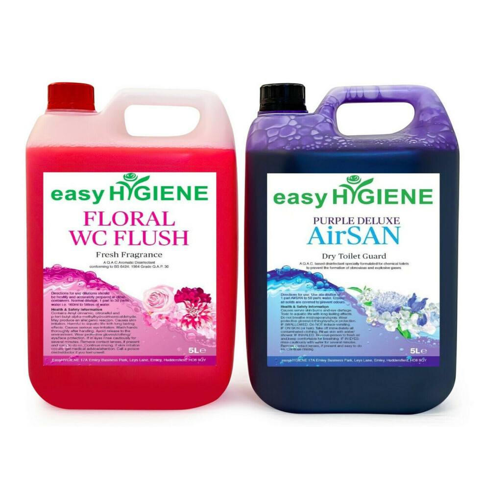 PURPLE AirSAN 5L CHEMICAL dry Portable TOILET fluid Cleaner & FLORAL FLUSH