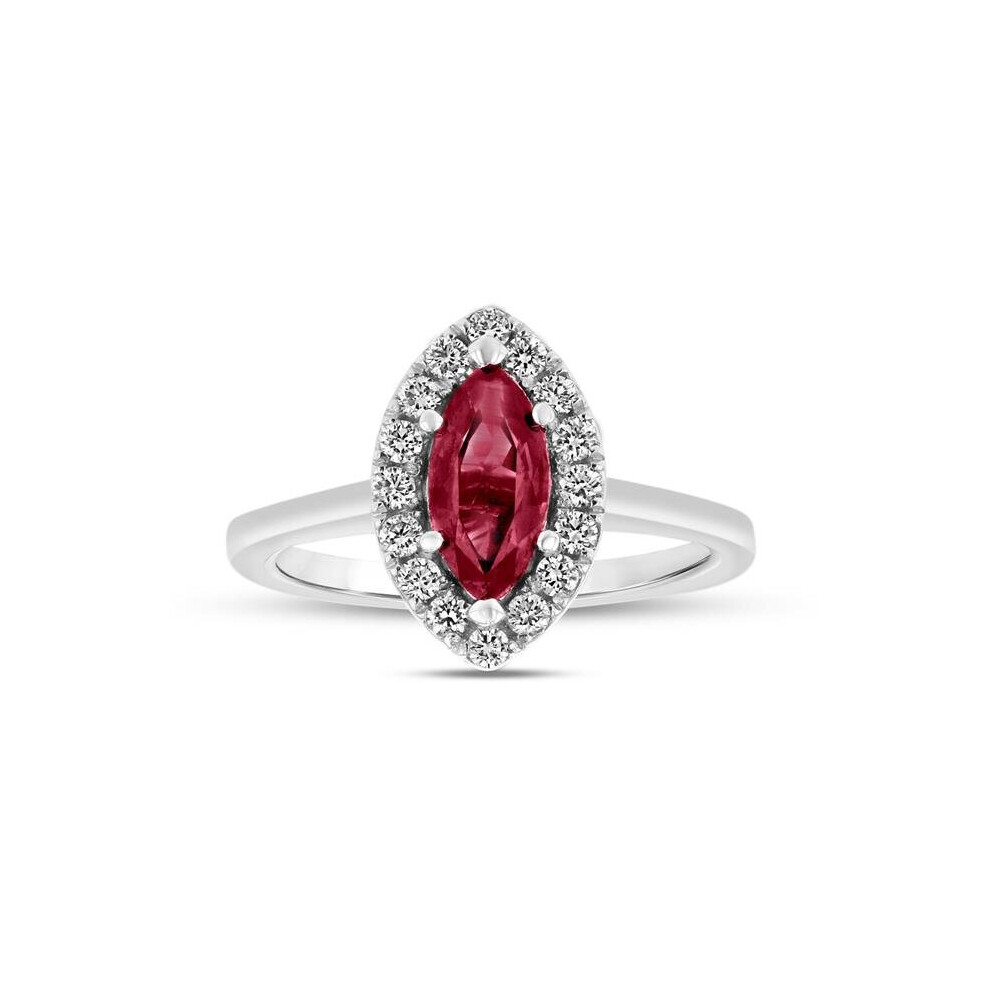 Photos - Ring 1.37 CTW Diamond & Ruby , 14K White Gold - Size 5.5