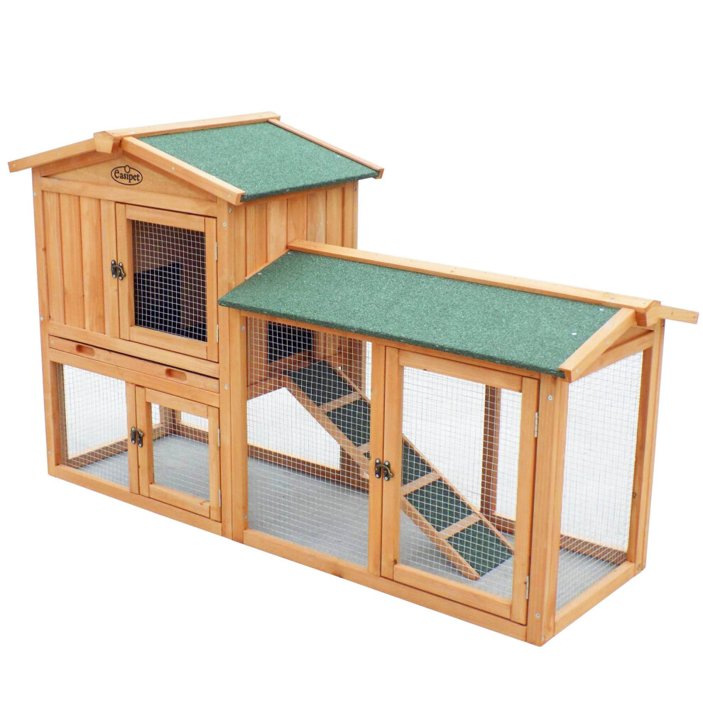 Wooden Rabbit Hutch/ Guinea Pig Run 2 Tier Wood House Actiaspet