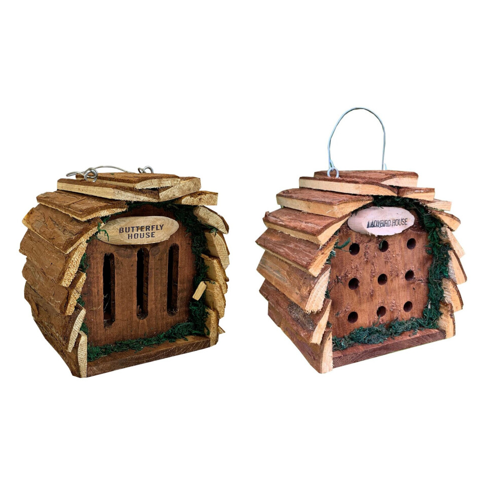 Wooden Hanging Butterfly & Ladybird House Set