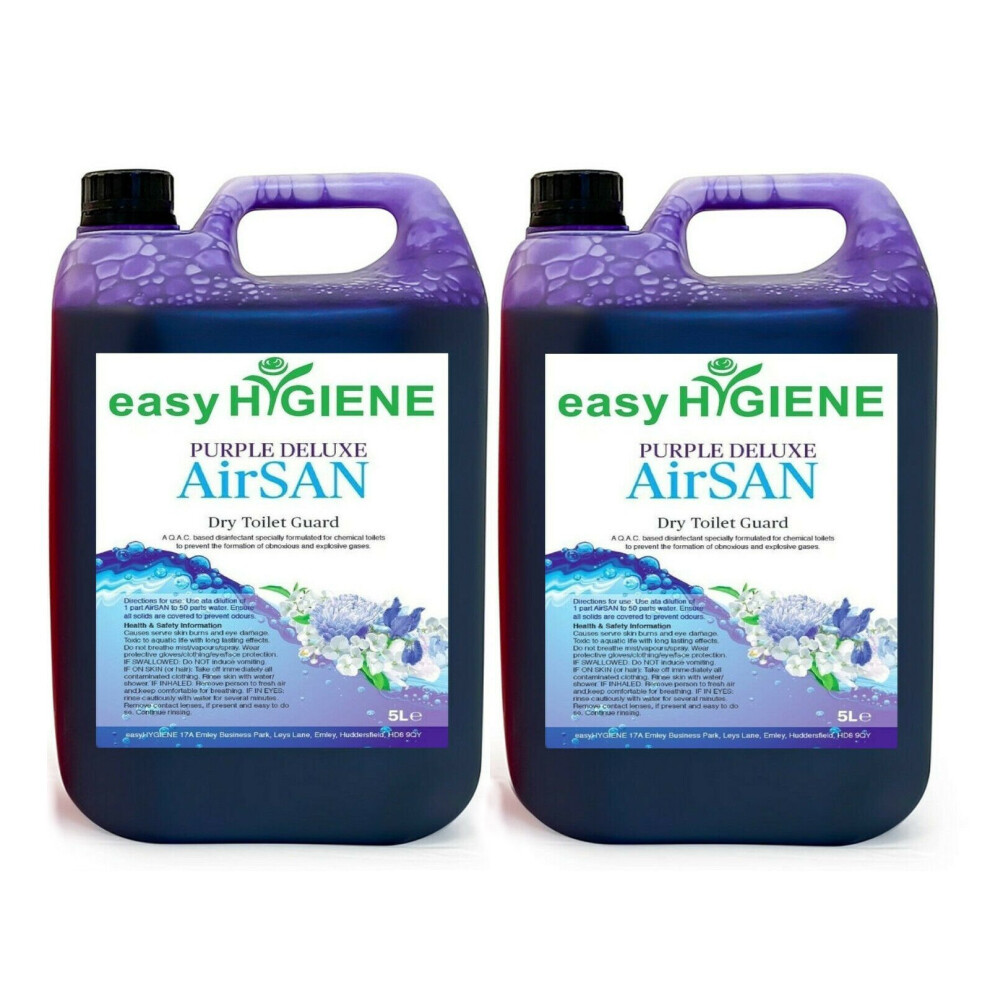 PURPLE AirSAN 10L CHEMICAL Portable TOILET blue fluid Cleaner boat caravan wc loo