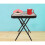 AAMEN Black Coffee Table with Tempered Water Wave Glass Top 6