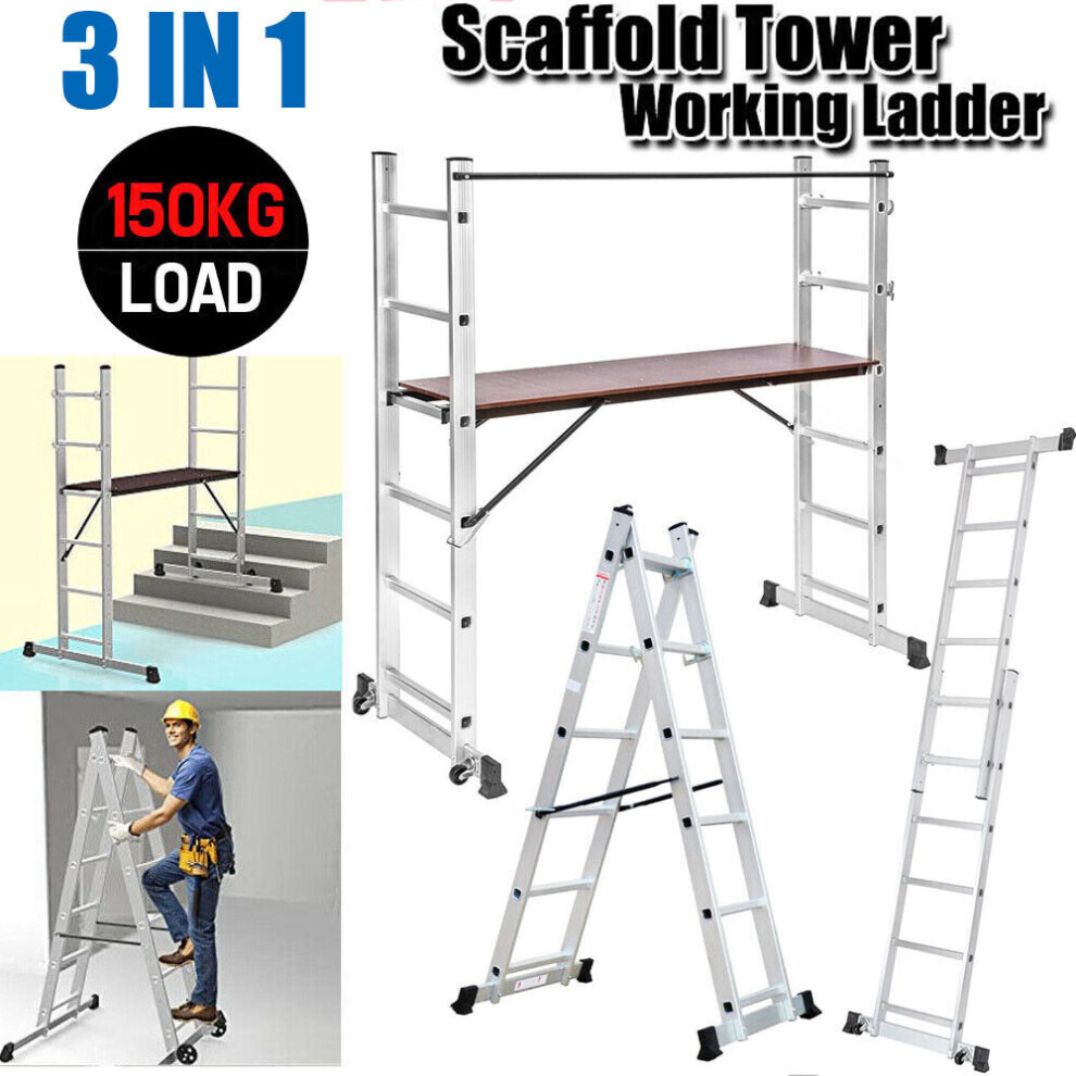 Aluminium Scaffolding Ladder Work Platform 3 IN 1 Multi-purpose Ladder