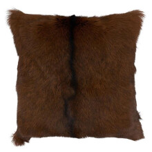 SARO  18 in. Square Brown Goat Fur Throw Pillow with Poly Filling
