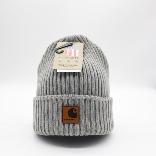 (Grey) Carhartt Hat Beanie Unisex Acrylic Winter Pull On Closure Knit Cap Soft Knit