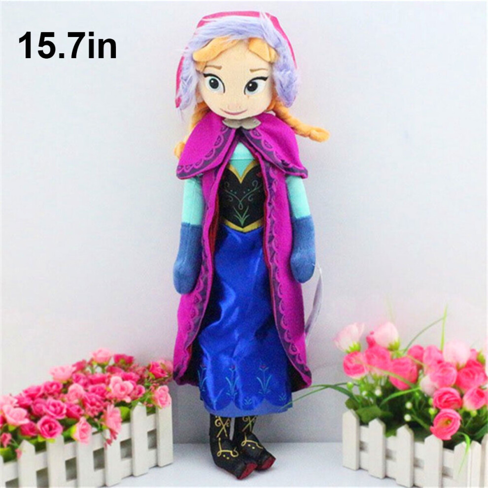 (Anna-40cm) 40/50CM Frozen Disney Elsa Plush Doll Soft Toy Anna Olaf Kids Hug Plushies Gifts