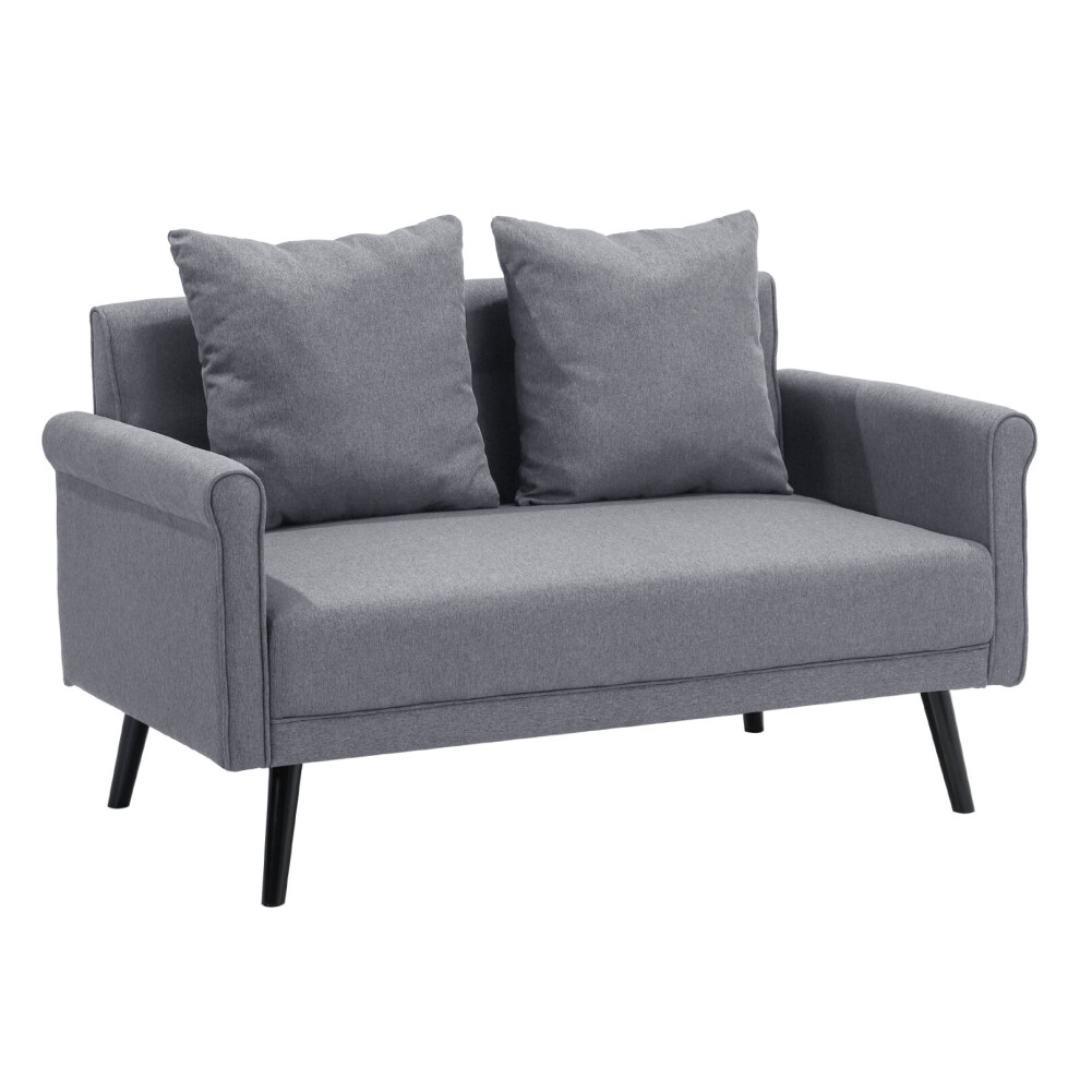 (Grey) Contemporary Upholstered Sofa with 2 Pillows