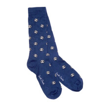Men's Football Socks 1 Pair Breathable Bamboo Blue Ball Design Size UK 7-11