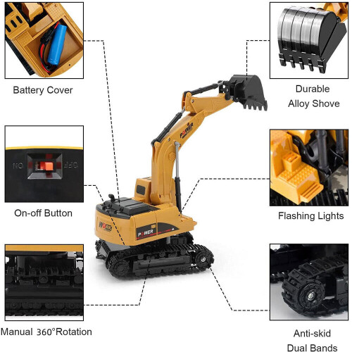 Remote Control Excavator Digger Tractor Bulldozer Crawler Truck Toy 2