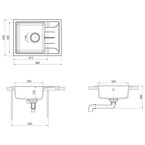 VidaXL vidaXL Kitchen Sink with Overflow Hole Oval White Granite Drainer Waste Kit 1