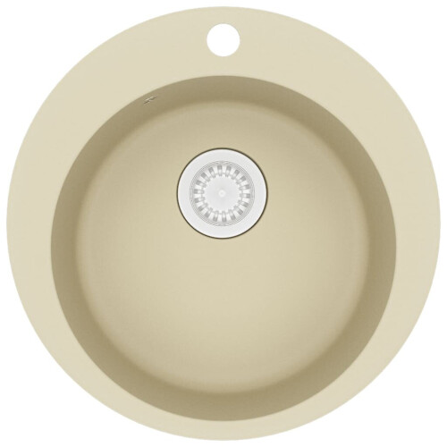 VidaXL vidaXL Granite Kitchen Sink Single Basin Round Beige Basket Strainer Basin
