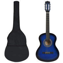 vidaXL Classical GuitarBeginner Set 8 Piece Blue 3/4 36" Music Instrument