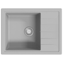 vidaXL Kitchen Sink with Overflow Hole Oval Grey Granite Drainer Waste Kit