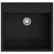 vidaXL Kitchen Sink with Overflow Hole Black Granite Single Bowl Waste Kit