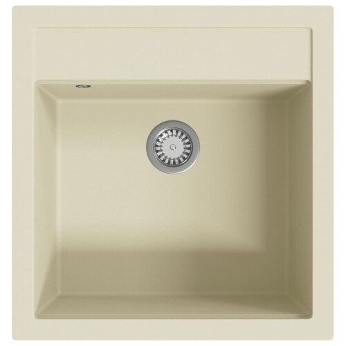 VidaXL vidaXL Granite Kitchen Sink Single Basin Beige Basket Strainer Basin Bowl