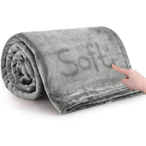 (King, Silver) Fleece Blankets Throw Sofa Bed Travel Warm Fluffy