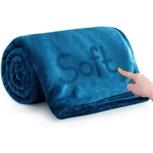 (Double, Teal) Fleece Blankets Throw Sofa Bed Travel Warm Fluffy