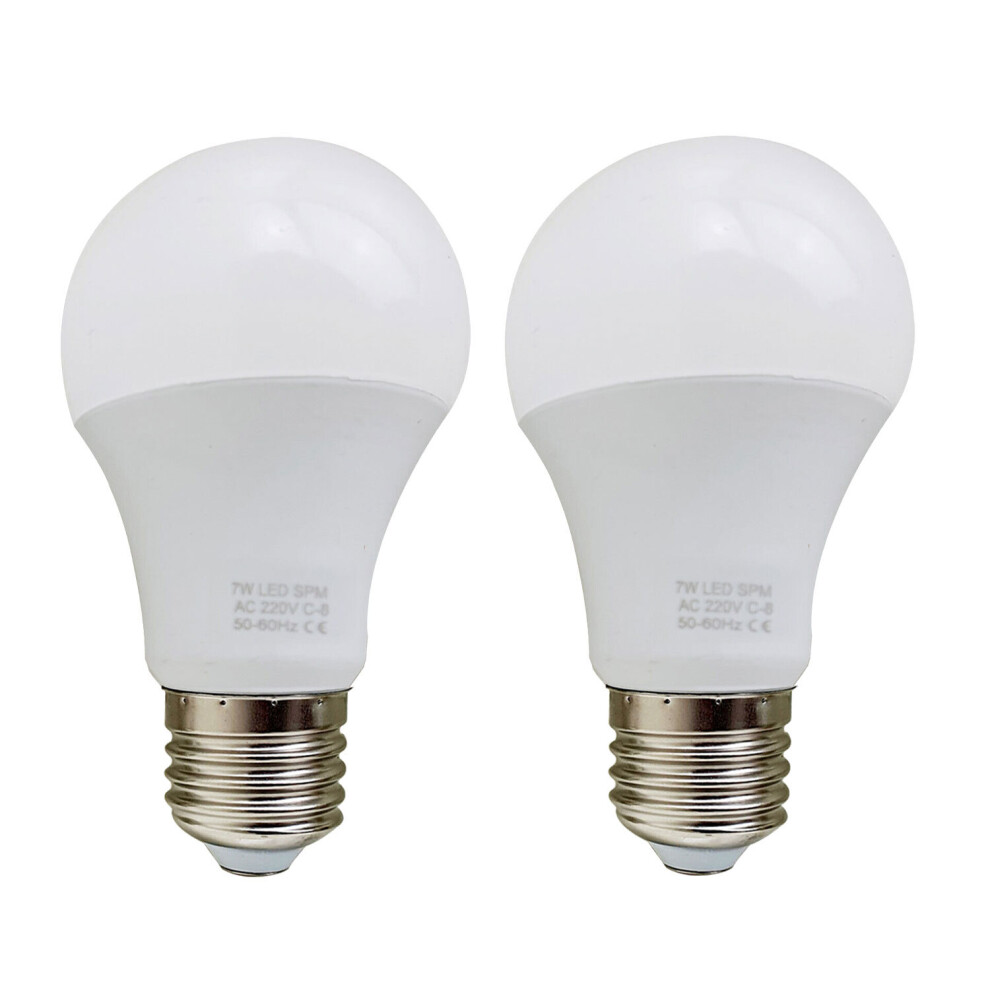 (2 packs Energy Saving Screw Cap Fitting - 6000k Cool White) 7W E27 GLS LED Light Bulb - Edison Screw Cap