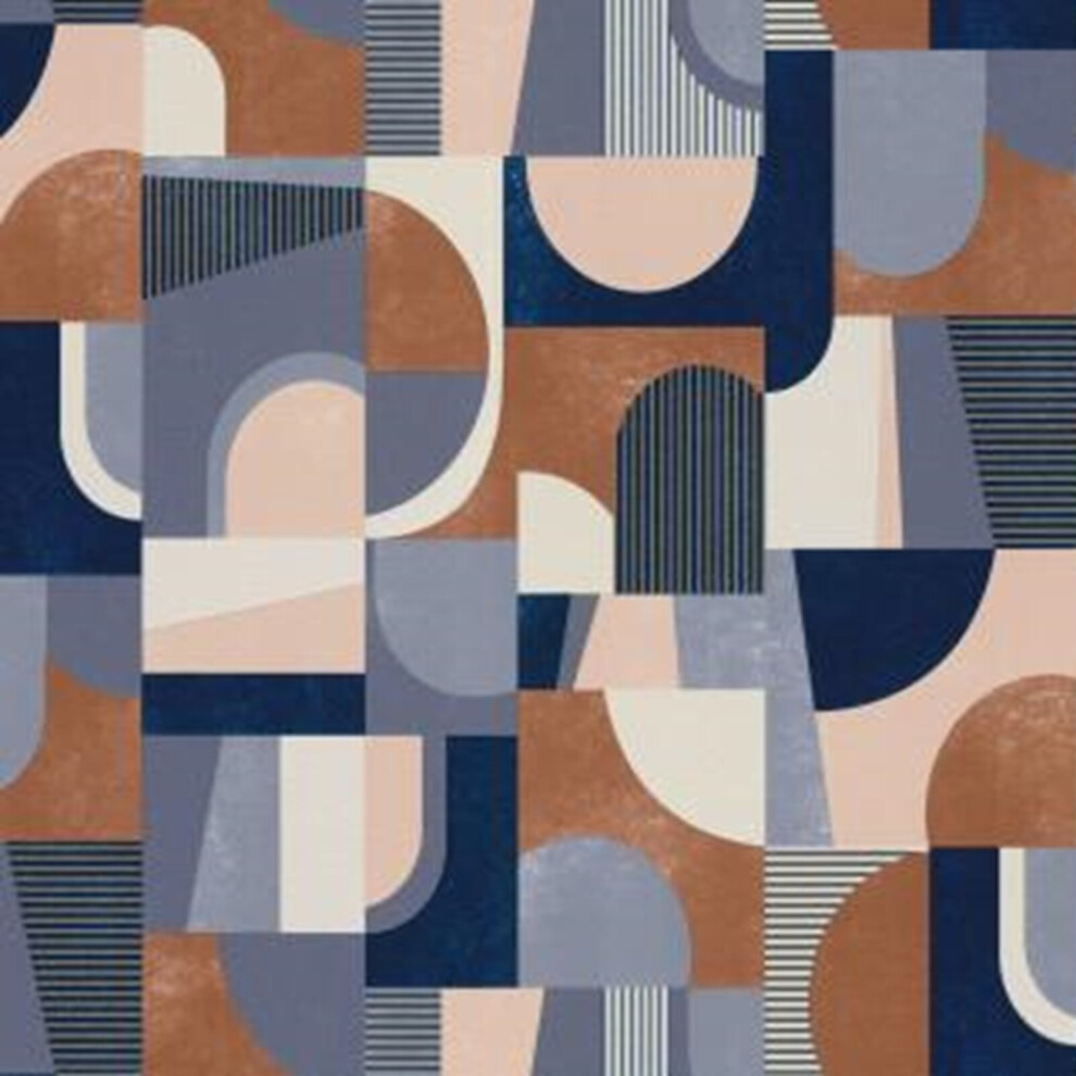 (Copper Blue 10264-08) Erismann Geometric Abstract Graphic Wallpaper