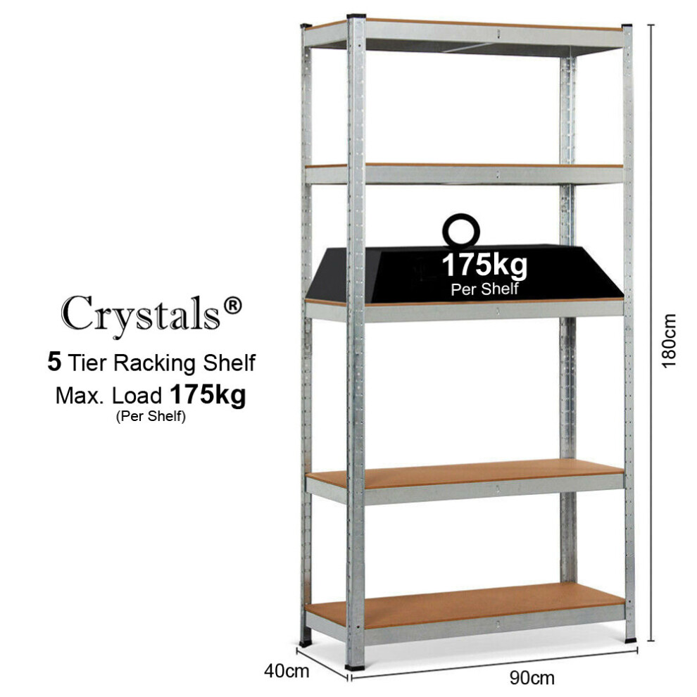 5 Tier Racking Shelf Garage Storage Unit 180x90x40cm