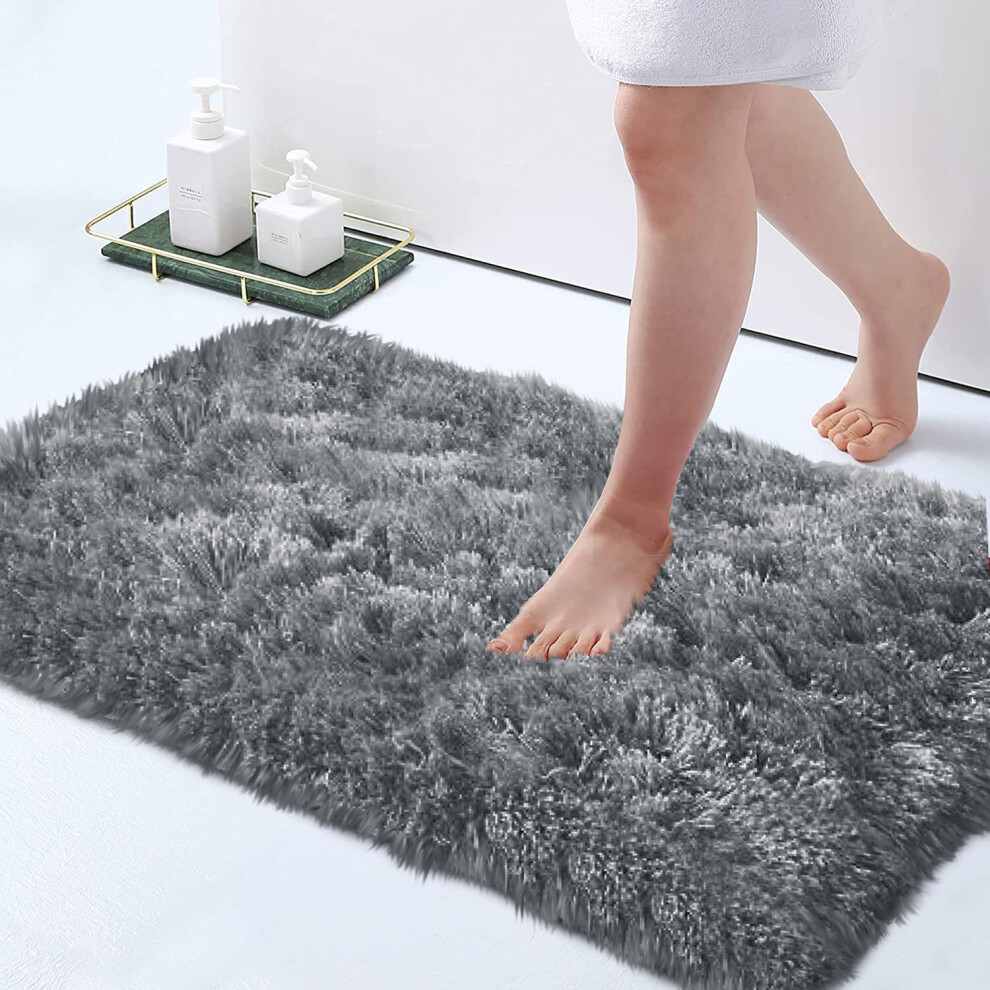 (50 x 80 cm (1 ft 6 in x 2 ft 6 in)_Door/Bath Mat, Grey) Anti-Slip Super Soft Mat Living Room Bedroom Carpet Rug