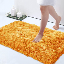 (50 x 80 cm (1 ft 6 in x 2 ft 6 in)_Door/Bath Mat, Yellow) Non Slip Shaggy Large Rugs Living Room Bedroom Carpets Area Rug