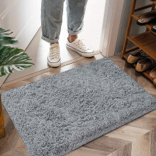 (60 cm x 110 cm (2ft x 3ft 7")_Mat, Grey) Non Slip Shaggy Large Rugs Living Room Bedroom Carpets Area Rug