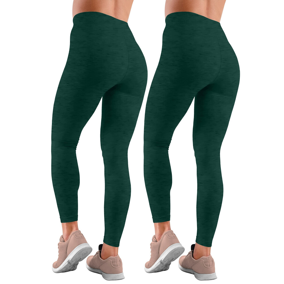 (16/18, Dark Green) Pack of 2 Women Fleece Seamless High Waist Legging