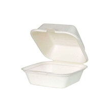 BIOZOYG Disposable Burger Box Take-Away Sugarcane Bowls Disposable Tableware Biodegradable I Bagasse Burger Box Compostable 500 ml Hinged Lid Box 14,3