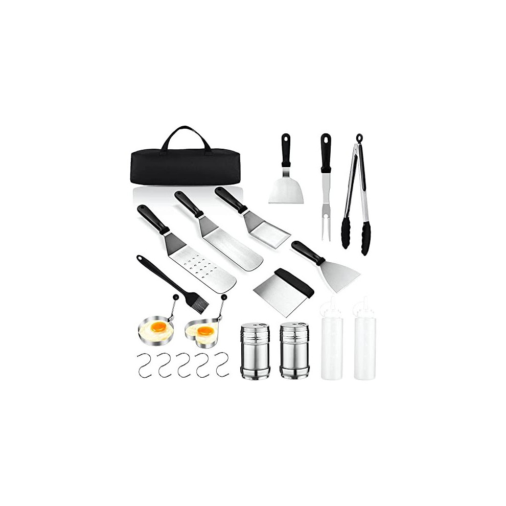 BBQ Griddle Accessories Kit, 21 Pcs Stainless Steel Grilling Accessories with Griddle Scraper and Metal Spatula, Flat Top Grill Accessories Set for