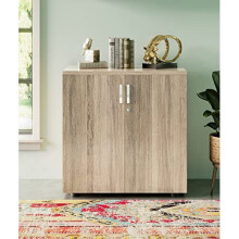 Hallowood Furniture Dudley Small Office Cupboard with Laminated Finish â Wooden Lockable Book Case with 1 Shelves for Living Room & Hallway-Office