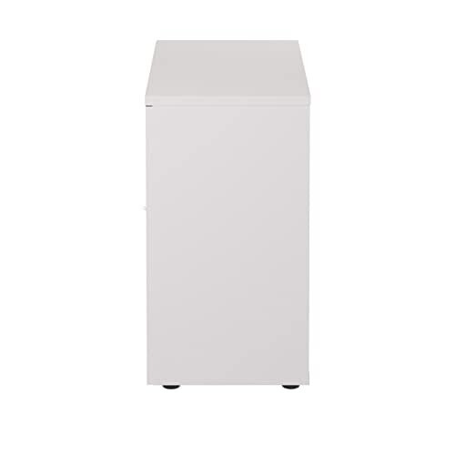 Desk High Cupboard, 730mm High, Solid Back, Lockable Doors with 25mm Top. In a White Finish. 2