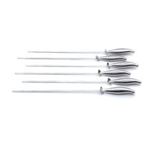 Professional Chef's Stainless Steel BBQ Skewers - Set of 6 | Reusable metal kebab skewers with a unique easy-slide design | From Jean Patrique