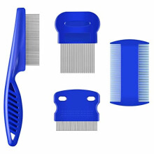 BRILLIRARE 4 Pack Flea Lice Comb, Stainless Steel Dog Cat Grooming Combs with Rounded Teeth, Double Sided Professional Pet Tear Stain Remover,