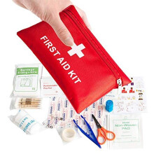 Mini First Aid Kit – 108-Piece Travel-Size Medical Kit in Waterproof Nylon Pouch with Bandages, Scissors, Tweezers, Cotton Swabs, Alcohol Pads