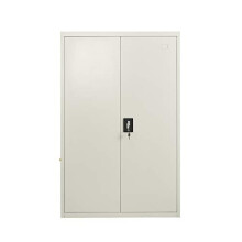 MMT Furniture Designs White Stainless Steel Cupboard - 2 Door Lockable Filing Cabinet - Tall Office Storage Cupboard Organiser - Heavy Duty Metal
