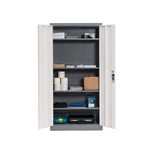 Metal Cabinet, Tall and Wide Grey/White Lockable Cabinet with Shelves